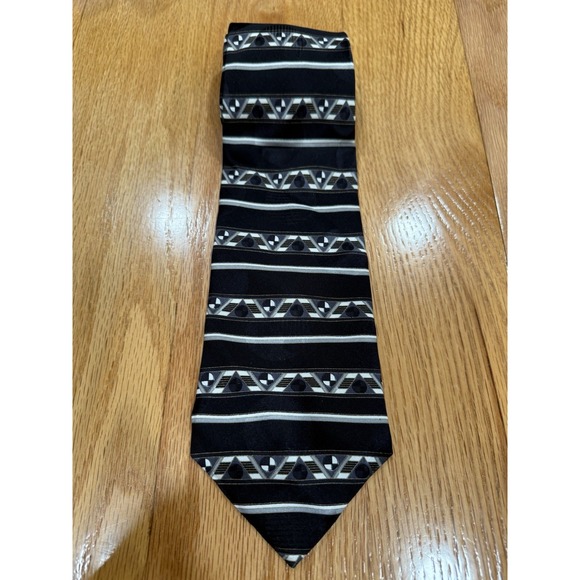 DON LOPER BEVERLY HILLS Men's Italian Silk 59.75x4 Necktie Abstract Black White - Picture 1 of 6